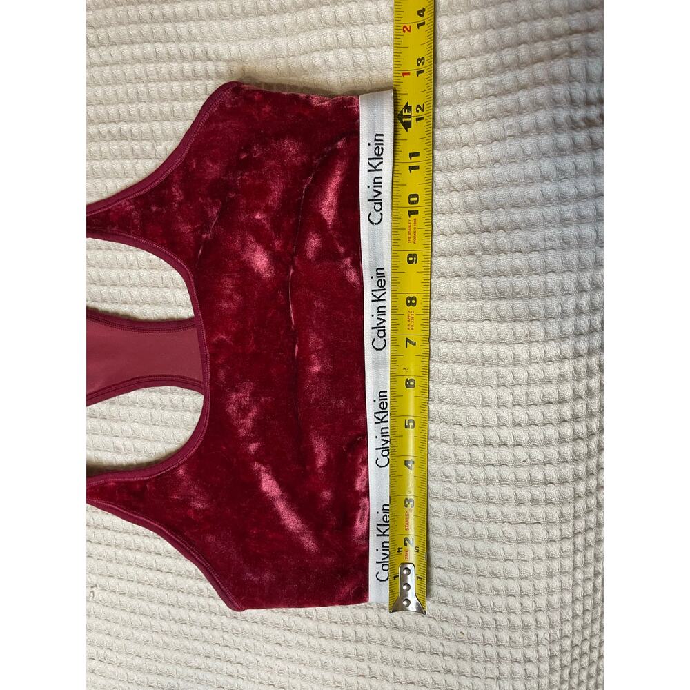 Calvin Klein Deep Red Crushed Velvet Racerback Sports Bra Medium - Picture 3 of 5